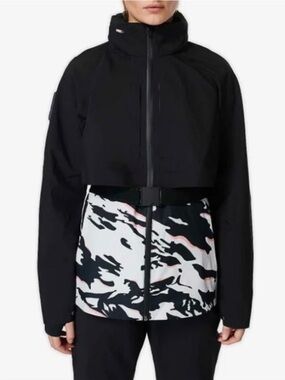 Sweaty Betty Pro Light Ski Jacket Size 8 Waterproof Black Pink Gray Camo New NWT